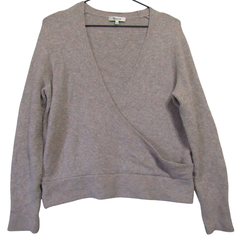 Madewell Wrap Front Sweater Womens L Pink Good Wool Alpaca Blend V-Neck Surplice